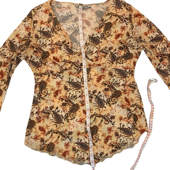 Self Esteem Multicolor Floral V-Neck Blouse with Flare Sleeve - Picture 6 of 7